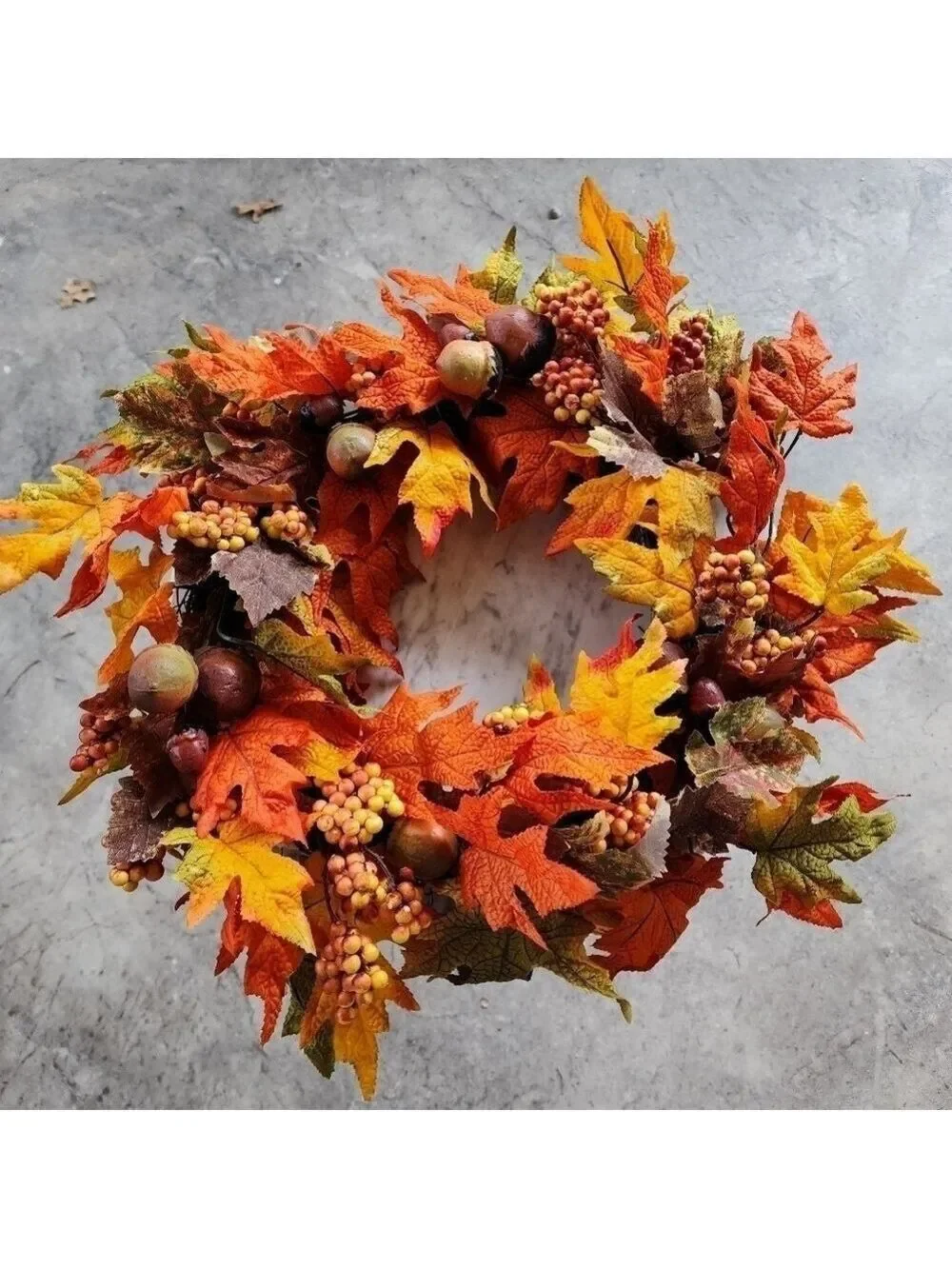 Fall Thanksgiving Harvest leaf acorn seasonal wreath #2